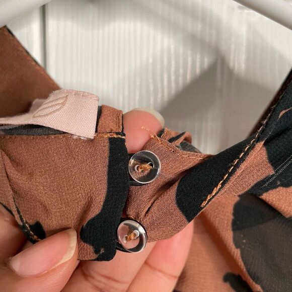 Hutch Womens Myla Top S Brown Floral Sheer Whimsigoth Long Sleeve Mockneck - Picture 10 of 12